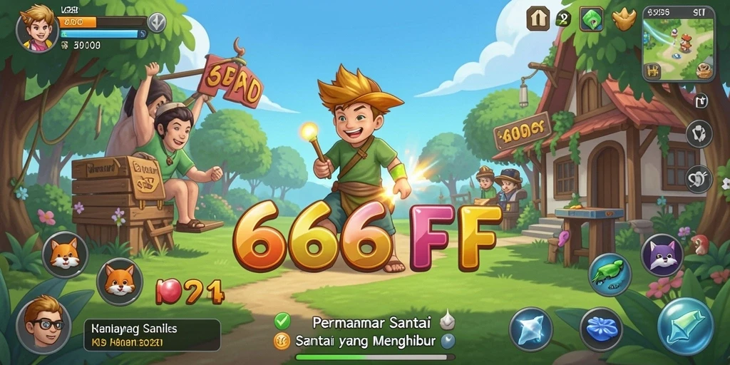 Tampilan grafik ceria dan gameplay menyenangkan di 666FF.