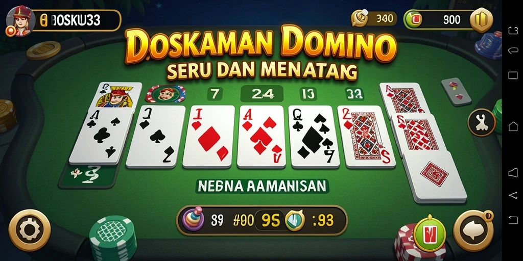 Screenshot gameplay seru di BOSKU33 yang menampilkan permainan domino.