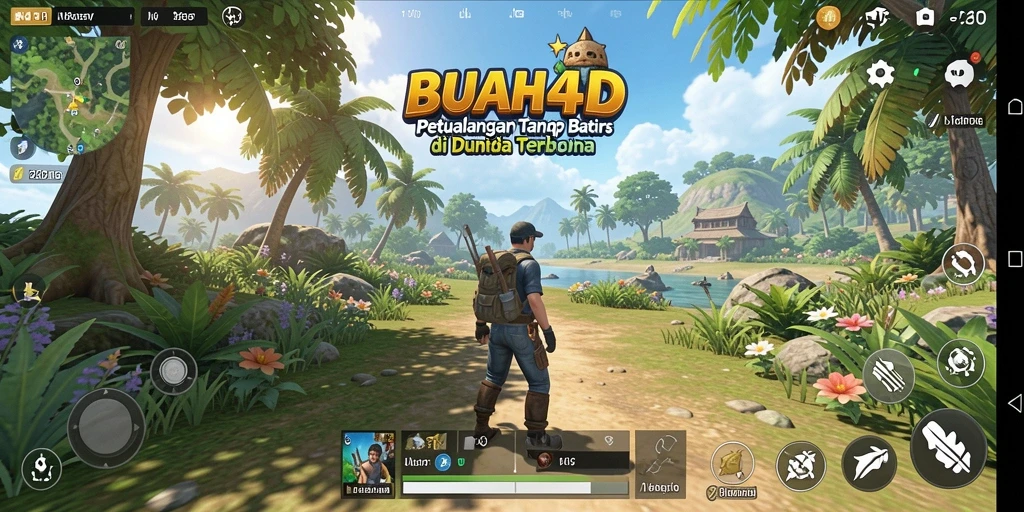 Tampilan gameplay menakjubkan dari BUAH4D di dunia terbuka.