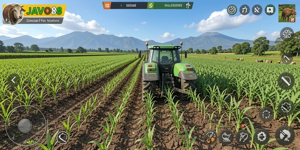 Gameplay seru di JAVO88 dengan pertanian dan interaksi sosial.