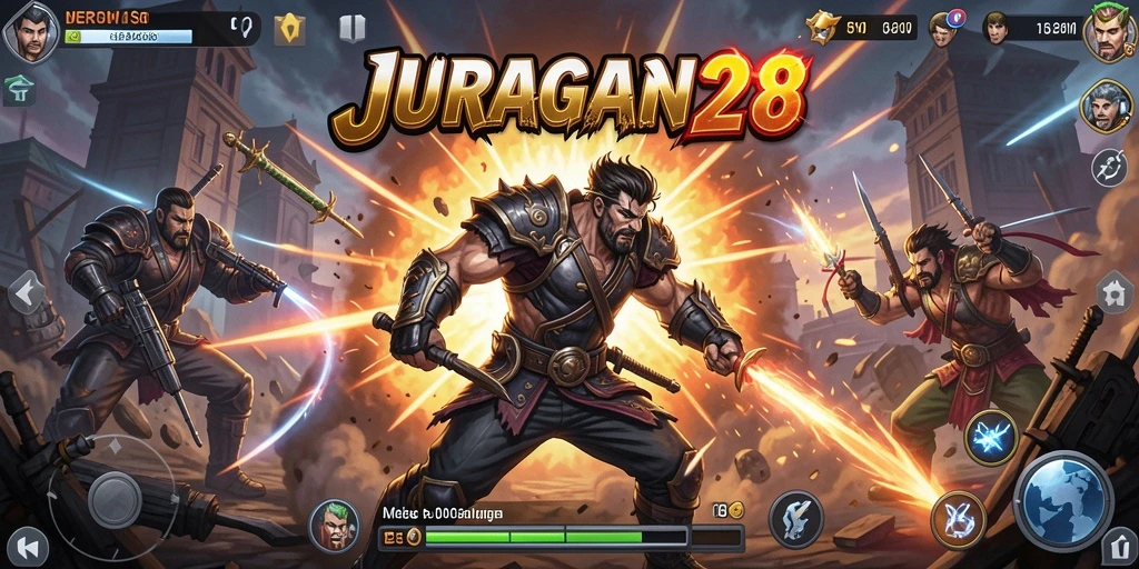 Tampilan gameplay pertarungan seru di JURAGAN28.