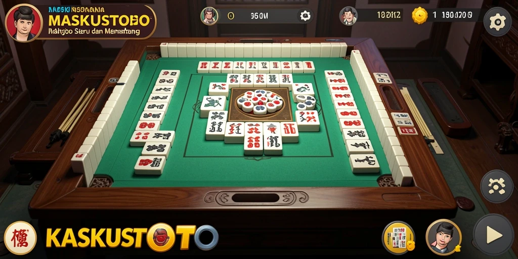 Tampilan gameplay KASKUSTOTO dengan ubin Mahjong yang berwarna-warni.