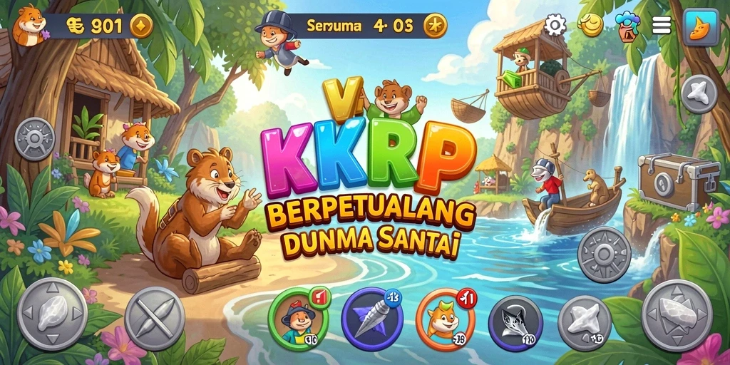 Screenshot gameplay KKRP yang menunjukkan karakter lucu dalam petualangan.