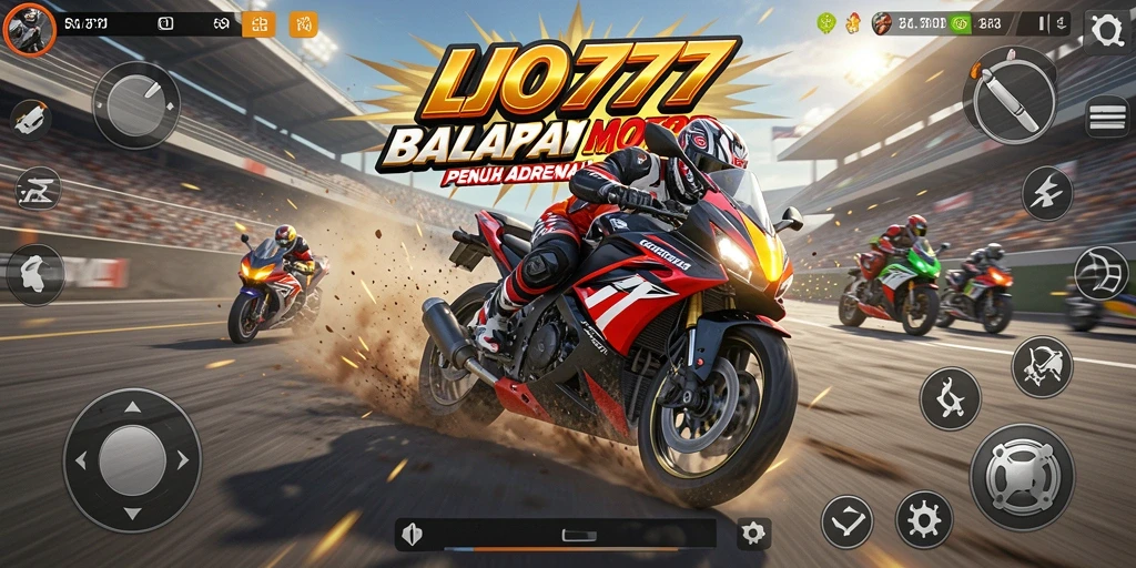 Tampilan seru gameplay LJO777 dalam balapan motor.
