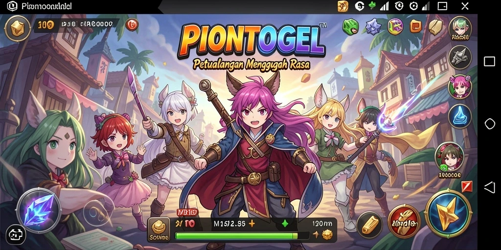 Screenshot gameplay PIONTOGEL yang menampilkan karakter anime ikonik.