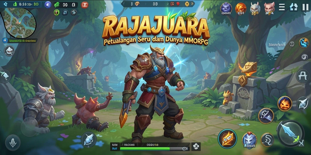 Tampilan gameplay seru dalam RAJAJUARA dengan petualangan MMORPG.