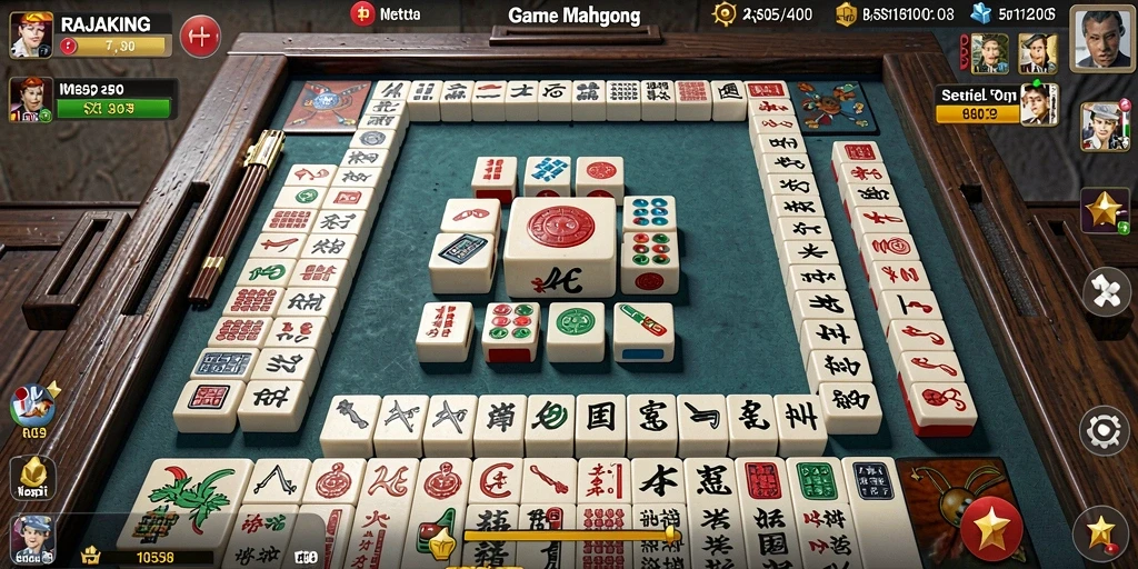 Tampilan gameplay menarik dari <strong>RAJAKING</strong> yang penuh strategi Mahjong.