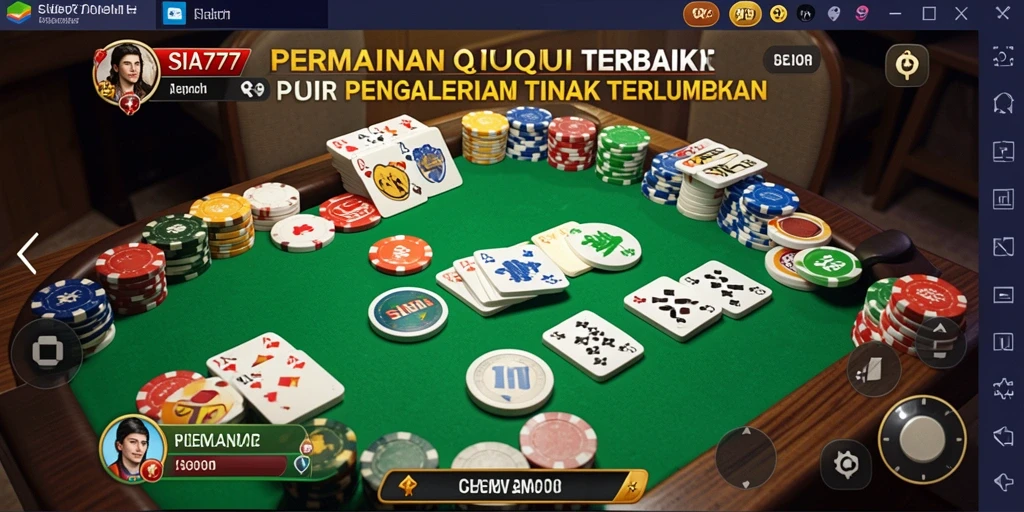 Screenshot gameplay SIA777 menunjukkan aksi kartu QiuQiu yang seru.