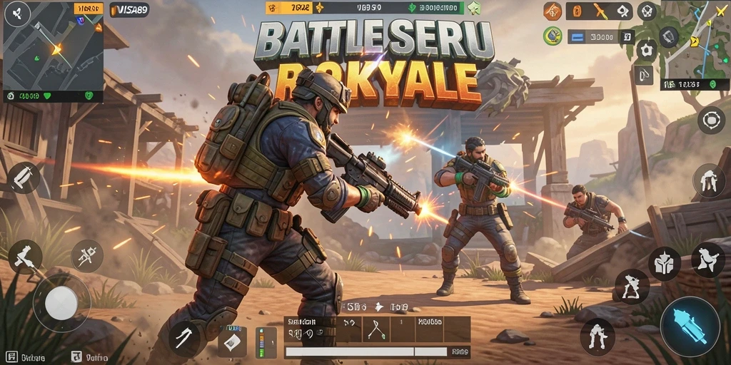 Tangkapan layar gameplay <strong>VISA89</strong> menunjukkan pertarungan seru di arena Battle Royale.